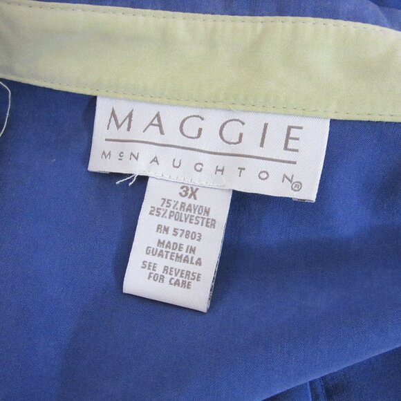 Maggie McNaughton Shirt Button Up Tunic Blue Roll Cuffs Long Sleeve Size 3X - Picture 7 of 8